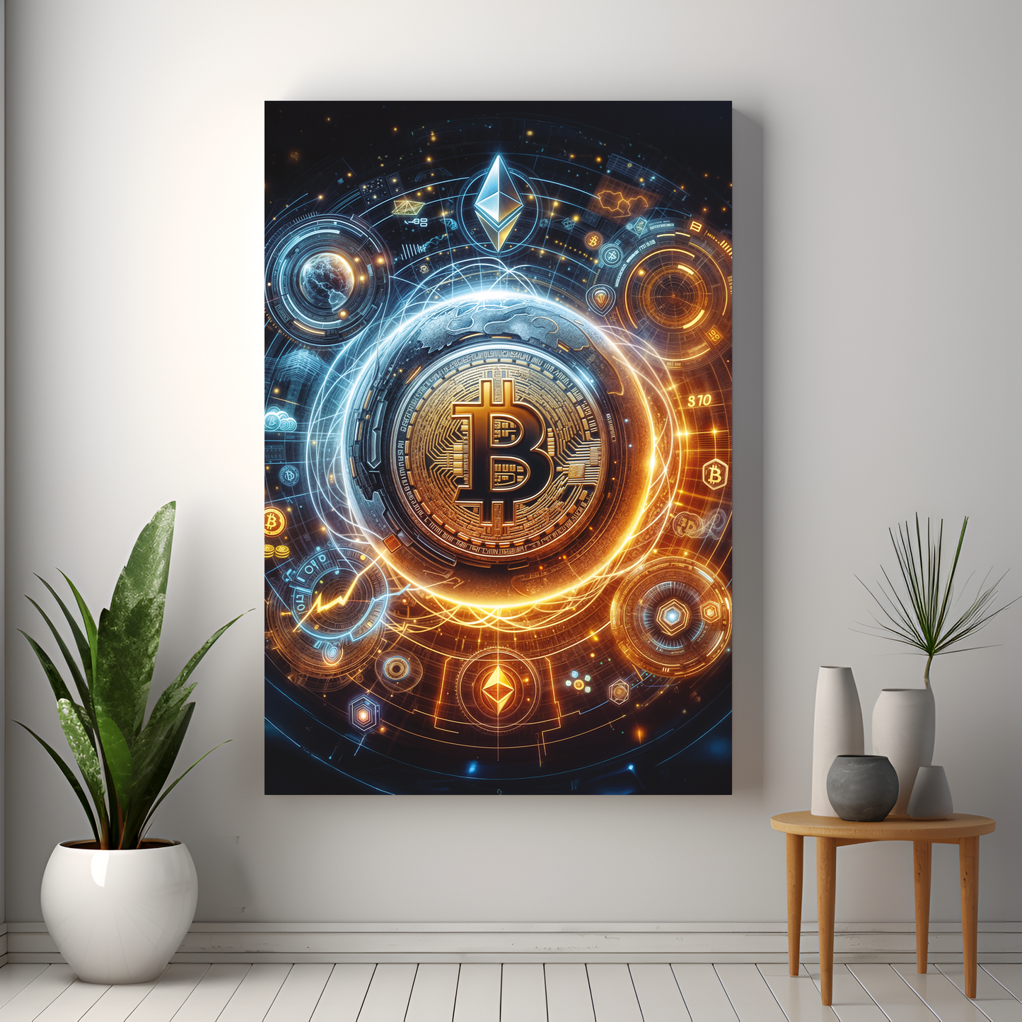 BITCOIN - Cryptocoin Wandbild – Hochauflösende Leinwand - 1  -