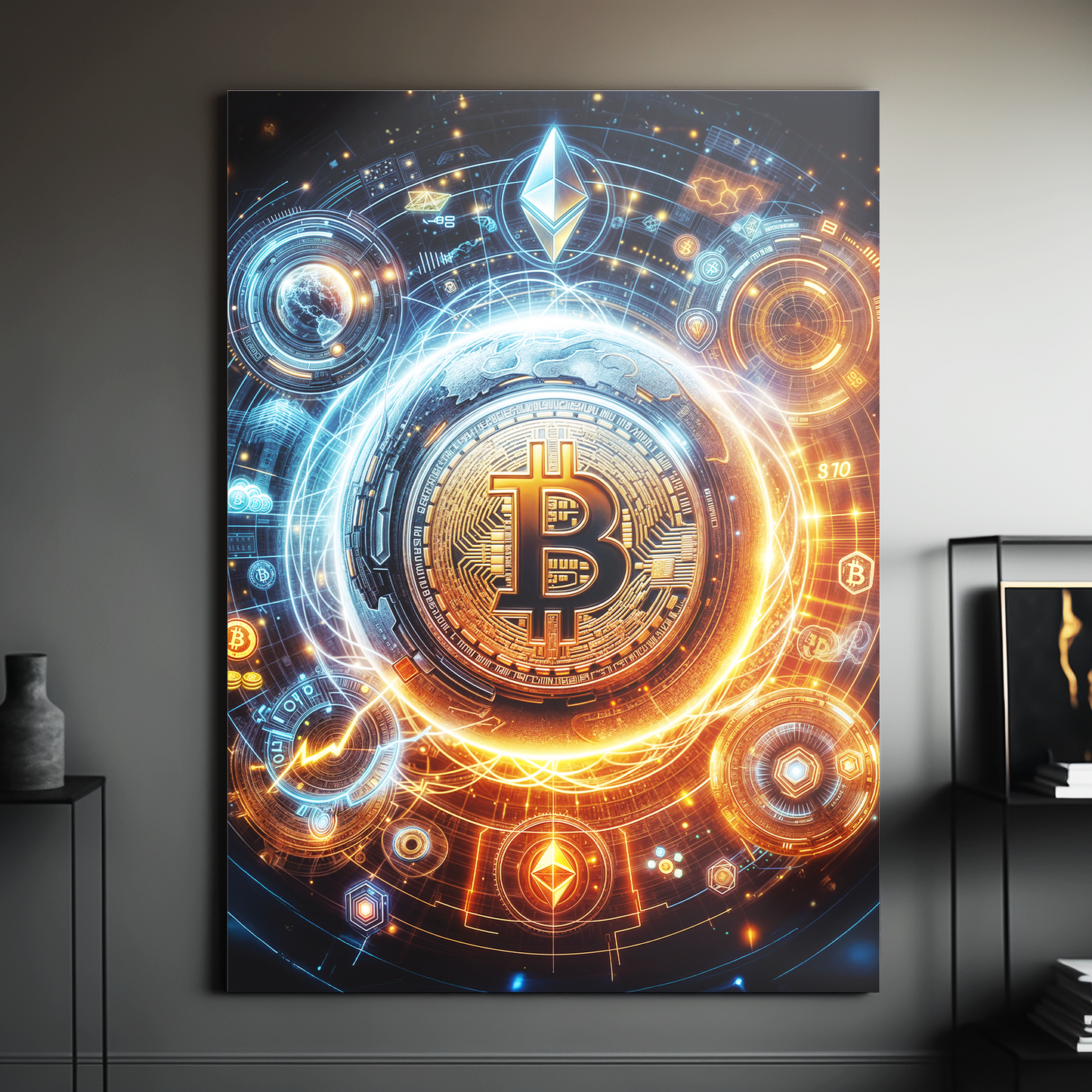 BITCOIN - Cryptocoin Wandbild – Hochauflösende Leinwand - 1  -